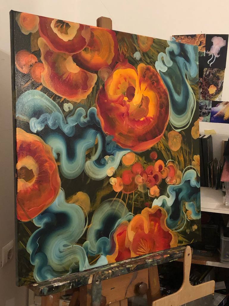 Original Abstract Botanic Painting by Genevieve Leavold