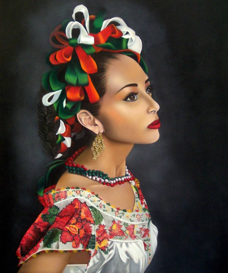 Original Photorealism Women Painting by Norela Art