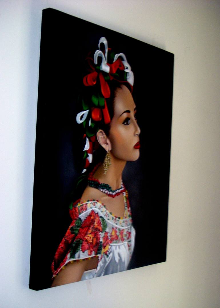 Original Photorealism Women Painting by Norela Art