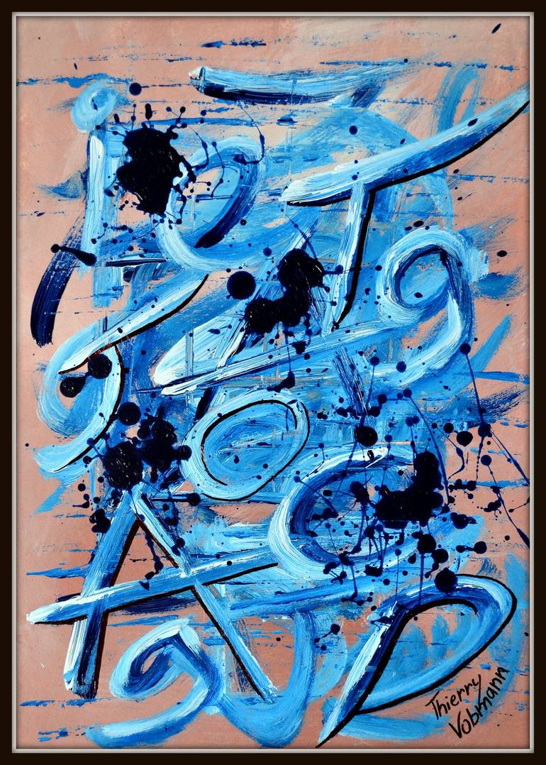 Original Abstract Calligraphy Painting by Thierry Vobmann