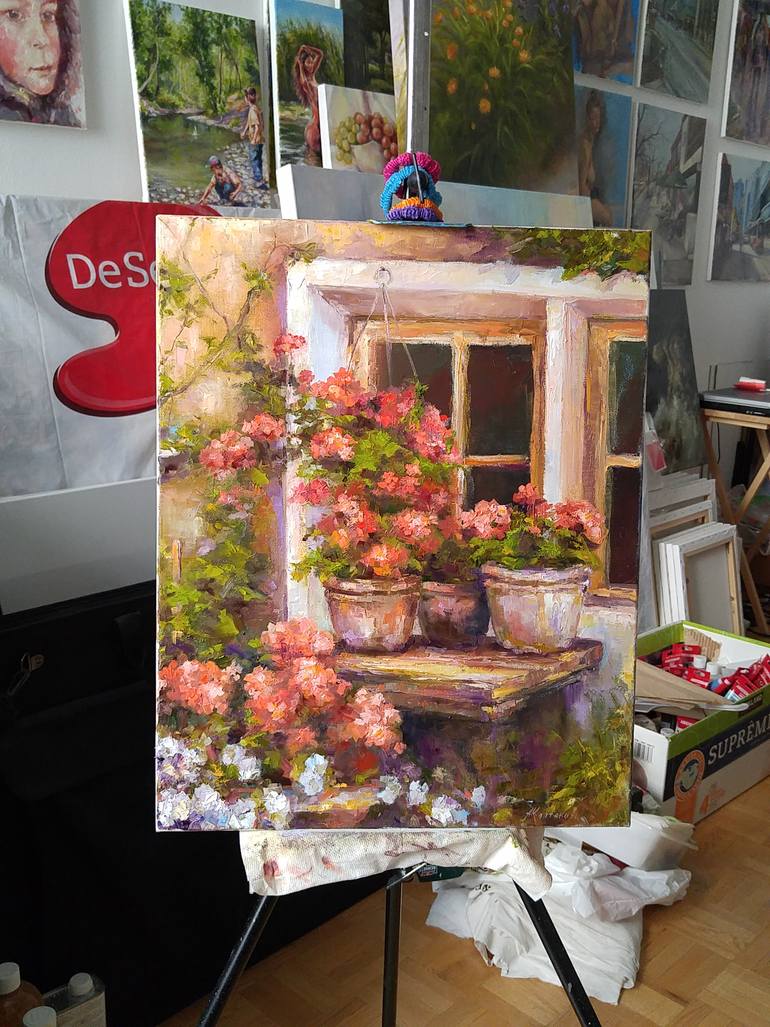 Original Impressionism Garden Painting by Alexander Koltakov