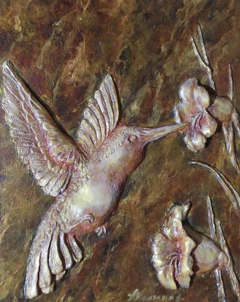 Golden hummingbird - Print