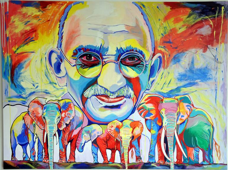 Mahatma Gandhi Painting by Ton Peelen | Saatchi Art