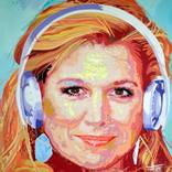 Queen Maxima with head phones by Ton Peelen