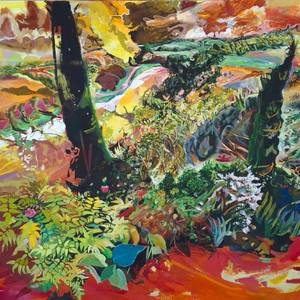 Summer Landscape with 2 Cypresses