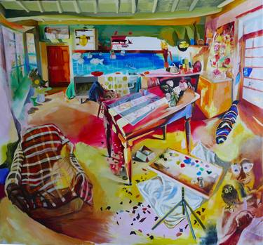 Original Expressionism Interiors Paintings by Margo Levittoux