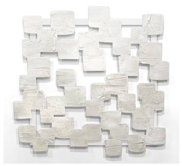 Soft White  Squares Wall Sculpture thumb