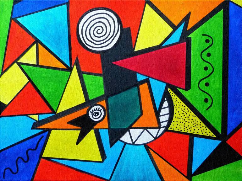 Triangle abstract Painting by Gabi Siebenhuehner | Saatchi Art