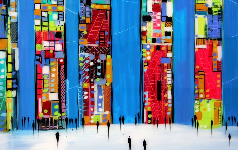 Original Abstract Architecture Painting by Ekaterina Ermilkina