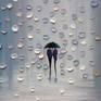 Melody of the Rain - original oil painting on a gallery stretched canvas inspired by the melodies and romantic walks under one umbrella.