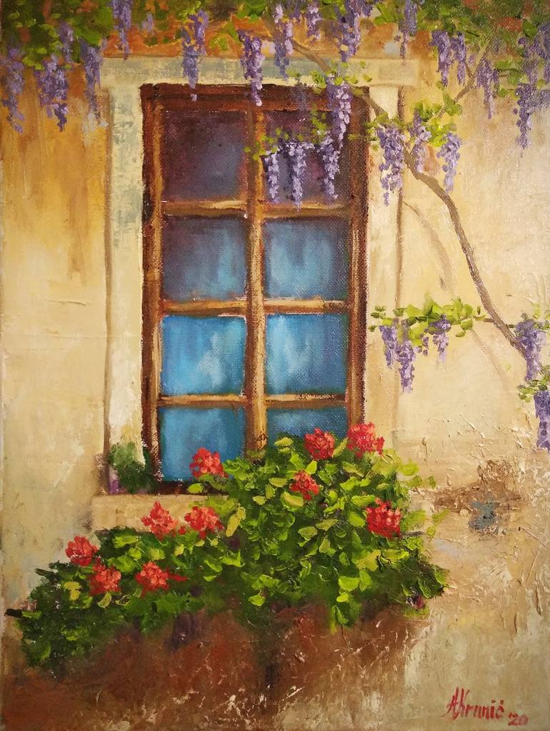 Old window Painting by Aleksandar Krunic | Saatchi Art