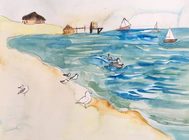 Original Expressionism Beach Paintings by Carolina Benavidez