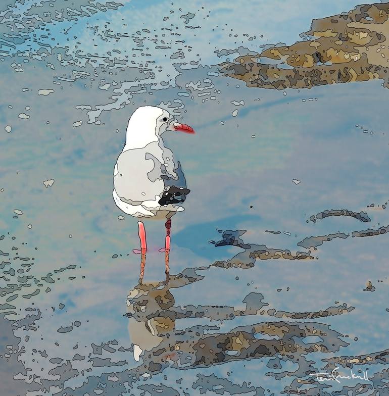 Print of Folk Beach Mixed Media by Terri Cracknell