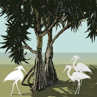 "Egrets in the Shade" - Limited Edition of 20 thumb