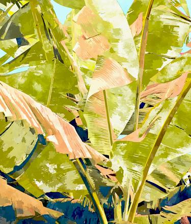 Blush Banana Tree, Tropical Banana Leaves Painting, Watercolor Nature Jungle Botanical Illustration thumb