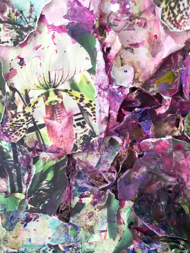 Original Abstract Floral Collage by Corinne Natel