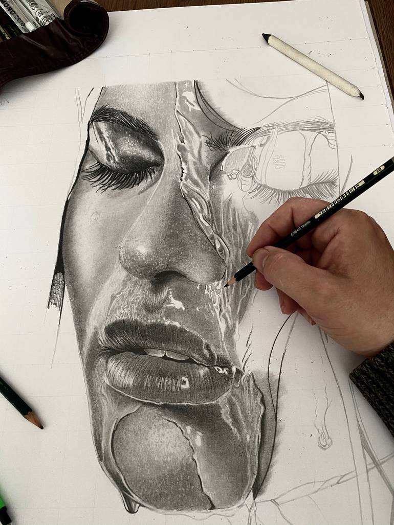 Original Figurative People Drawing by Paul Stowe