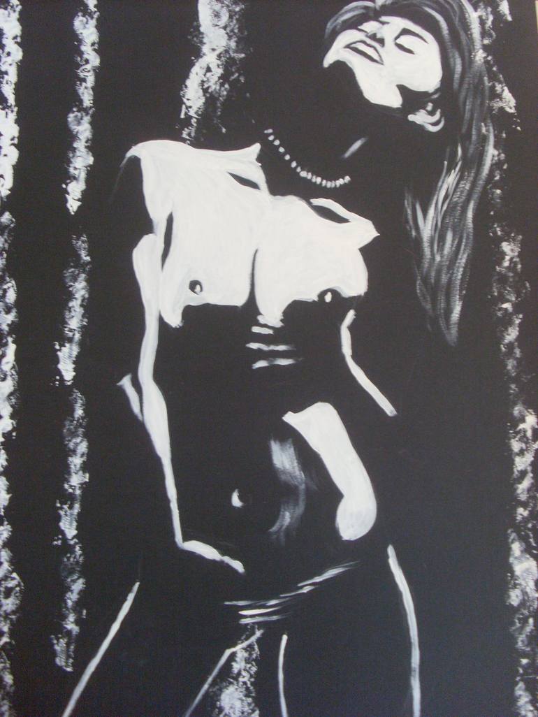 woman nude erotic lines black white hot striptease sexy shadow painting  signed Painting by Alina Mardare - Rossi | Saatchi Art