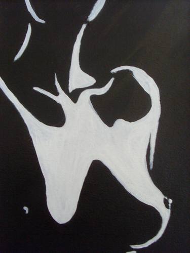 BOOBS woman nude erotic lines shadows black white original painting with COA thumb