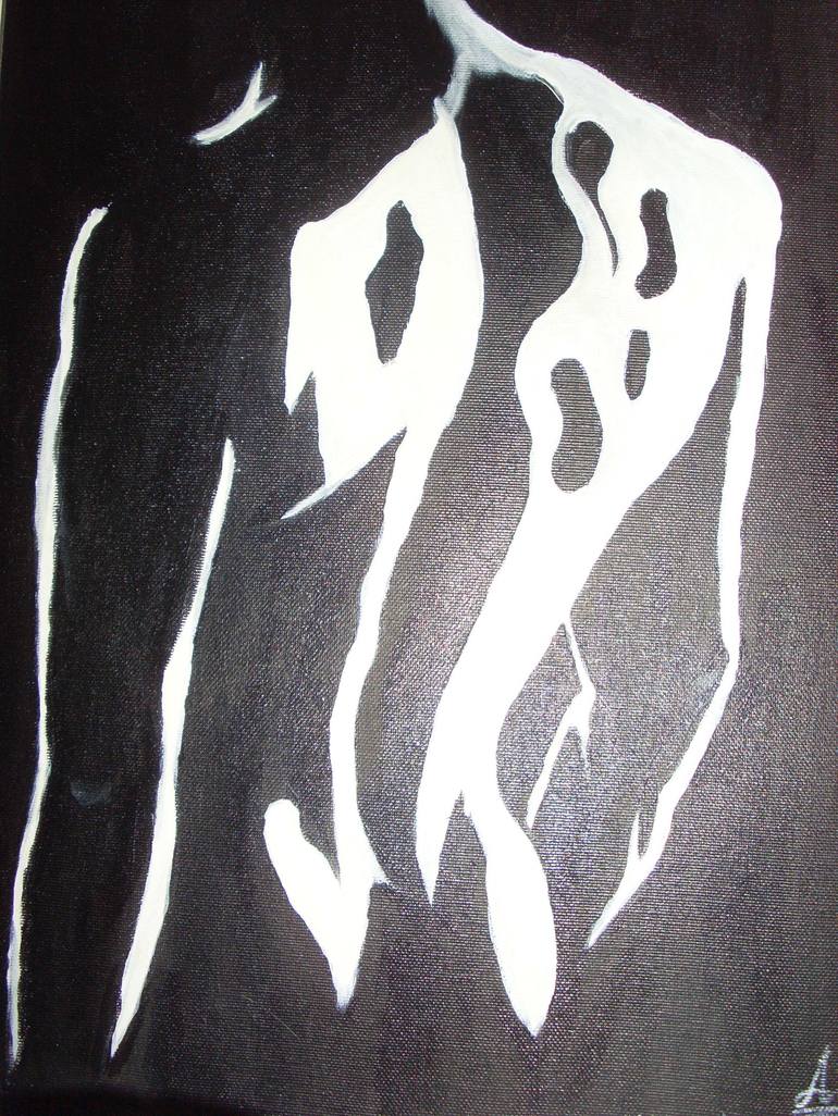 SEXY Man Male nude erotic lines black white painting canvas GLOW IN DARK  Painting by Alina Mardare - Rossi | Saatchi Art