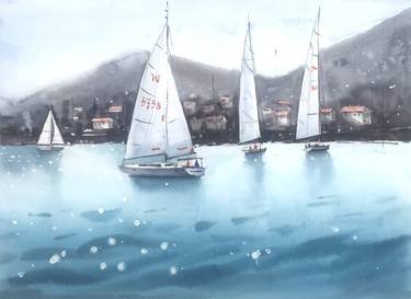 Original Fine Art Sailboat Paintings by Swarup Dandapat