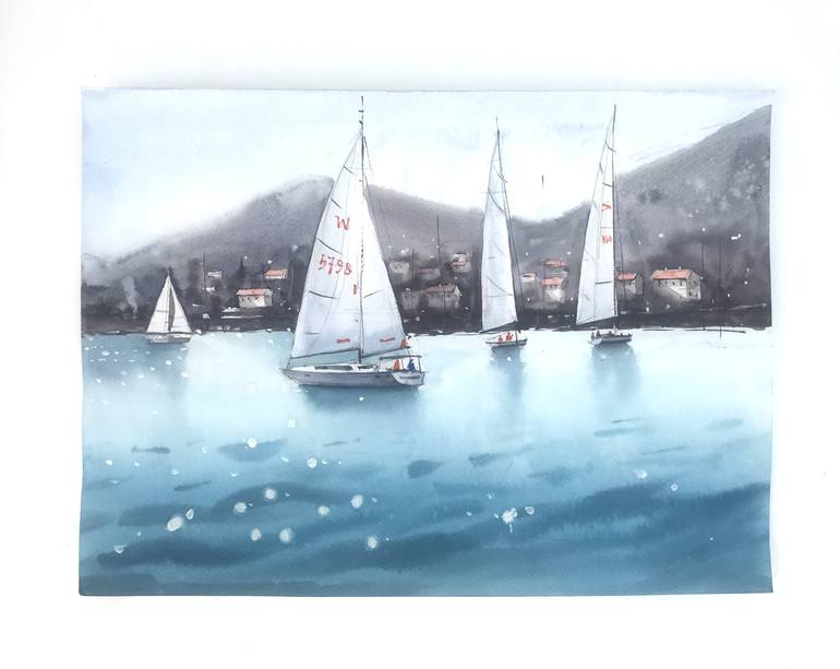 Original Sailboat Painting by Swarup Dandapat