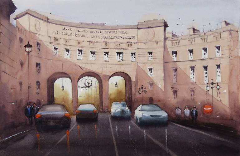 Original Architecture Painting by Swarup Dandapat | Impressionism Art on Paper | Of the Kings and Queens