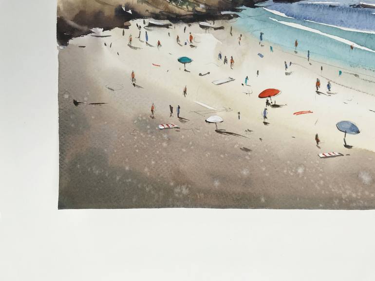 Original Impressionism Beach Painting by Swarup Dandapat