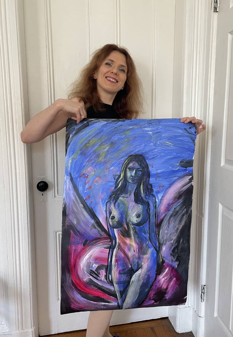 Original Expressionism Nude Painting by Aleksandra Cherepanova