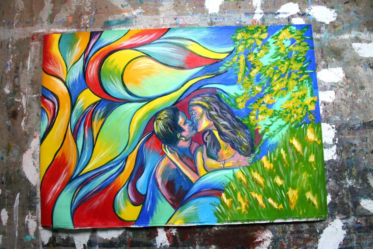 Original Abstract People Painting by Aleksandra Cherepanova