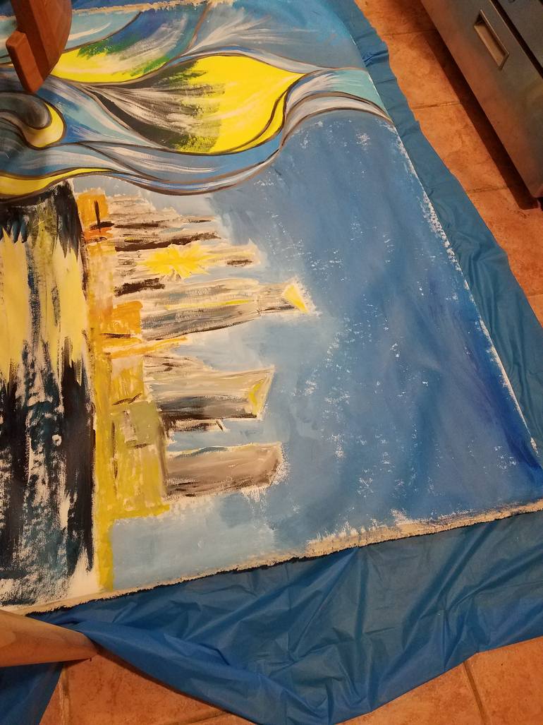 Original Abstract Expressionism Cities Painting by Aleksandra Cherepanova