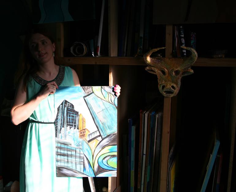 Original Expressionism Cities Painting by Aleksandra Cherepanova