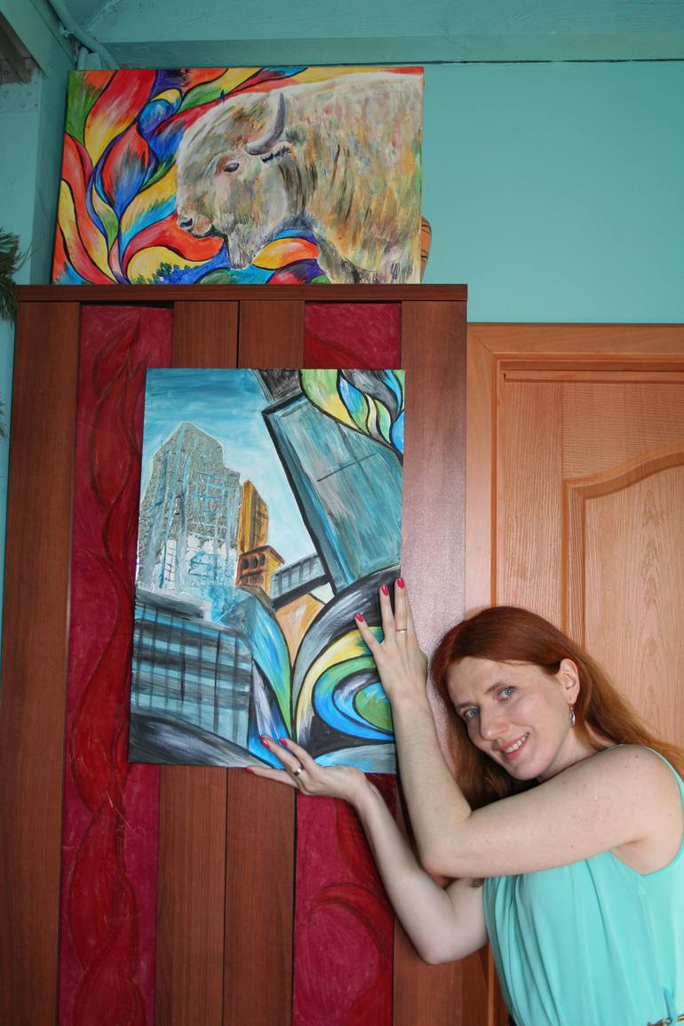 Original Expressionism Cities Painting by Aleksandra Cherepanova