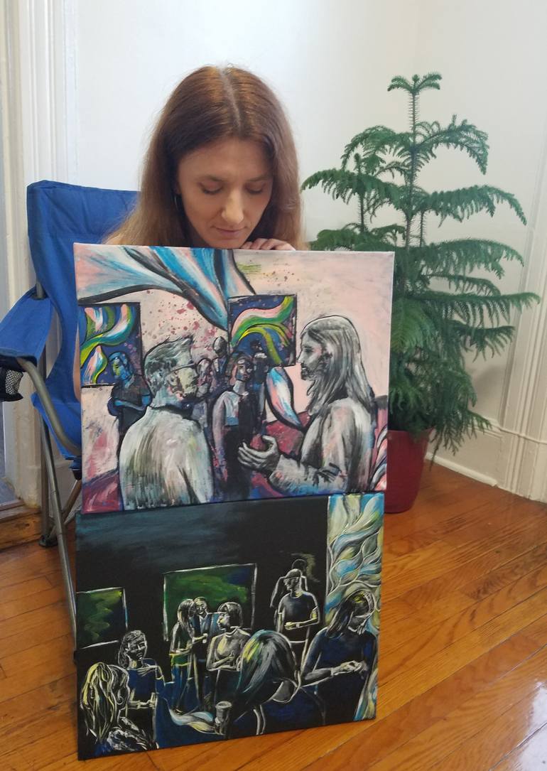 Original Expressionism People Painting by Aleksandra Cherepanova