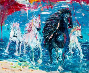 Horse painting: BLACK BEAUTY 120 x 100 cm. | 47.24"x 39.37" - equine art  by Oswin Gesselli thumb