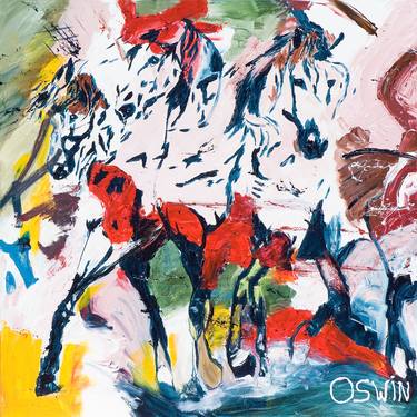 Equine art: PARADE 80 x 80 cm |31.5"x31.5"horse painting by Oswin Gesselli thumb