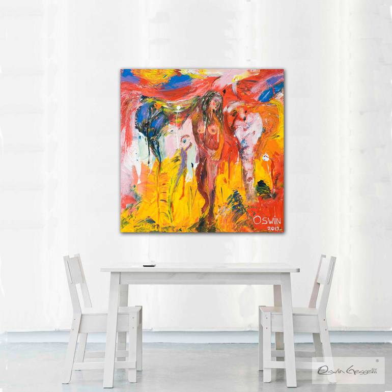 Original Abstract People Painting by Oswin Gesselli