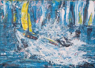 Original Abstract Sailboat Paintings by Oswin Gesselli