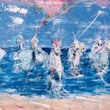 Horse painting - Wild horses on the beach - Large painting 120x200 cm- 47.24x78.74 inch equine art by Oswin Gesselli by Oswin Gesselli