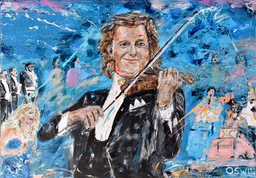 André Rieu portrait : ANDRÉ RIEU - Dutch violinist and conductor 70 x 100 cm.| 27.56"x 39.37" by Oswin Gesselli thumb