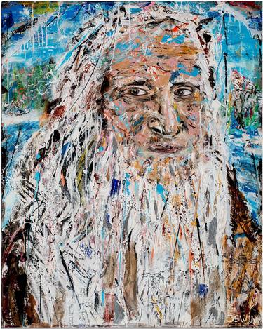 Portrait LEONARDO DA VINCI 80 x 100 cm. Series Hidden Treasures by Oswin Gesselli thumb