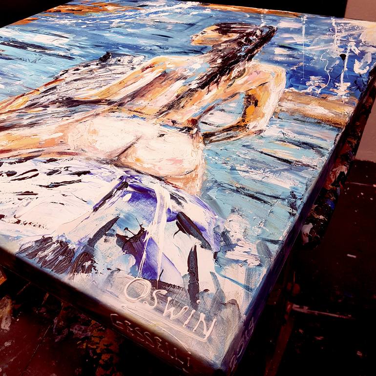 Original Expressionism Beach Painting by Oswin Gesselli