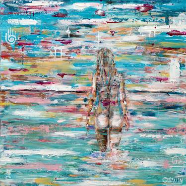 BORN TO BE FREE - 100 x 100 cm. - Oswin Gesselli - Seascape female nude thumb