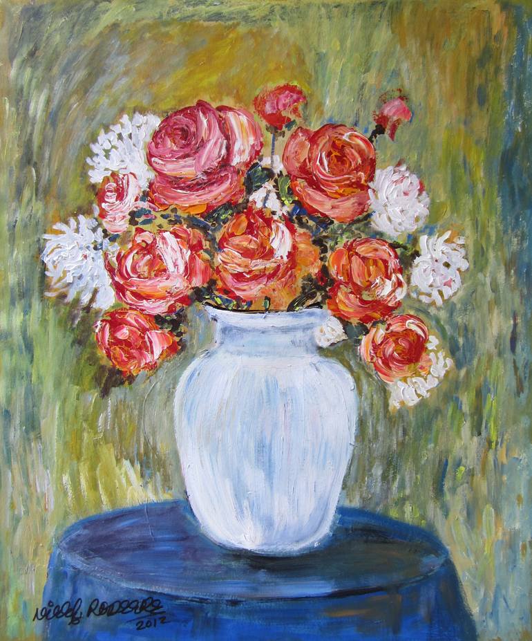 Flower Vase Painting by Bagya Art Gallery