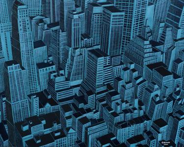 Original Abstract Architecture Painting by Stuart Beaver