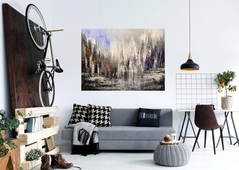 Original Abstract Cities Painting by Tatiana Iliina