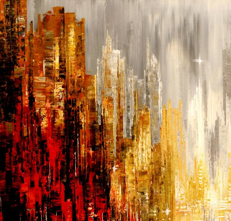 Original Abstract Cities Painting by Tatiana Iliina