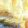 Original palette knife abstract painting.
Sides of the canvas are painted dark gray.
Protective coat of varnish applied.
Wire attached.
The painting is signed on the front and the back.