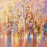 This is an original large cityscape painting (triptych) on 3 panels of mounted canvas, each 22"x28" inches, for a total size of 28"x66" inches.
Sides of the canvas are painted gray.
Protective coat of satin varnish applied.
Wire attached.
The painting is signed on the front and the back and delivered directly from my studio.