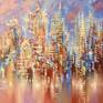 This is an original large cityscape painting (triptych) on 3 panels of mounted canvas, each 22"x28" inches, for a total size of 28"x66" inches.
Sides of the canvas are painted gray.
Protective coat of satin varnish applied.
Wire attached.
The painting is signed on the front and the back and delivered directly from my studio.